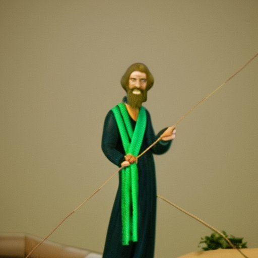 prophet wearing viridian rope standing on fish