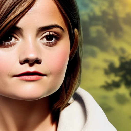 Jenna Coleman on an island, highly detailed, photorealistic portrait, bright studio setting, studio lighting, crisp quality and light reflections, unreal engine 5 quality render