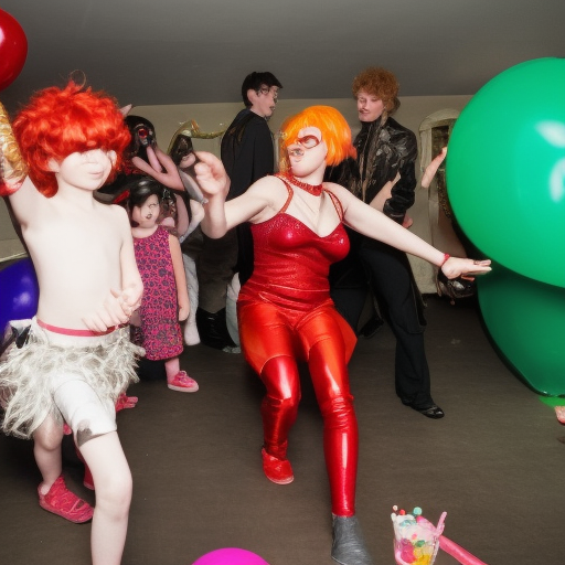 Leelo of the fifth element dancing with poison ivy and black widow in a children’s party. 