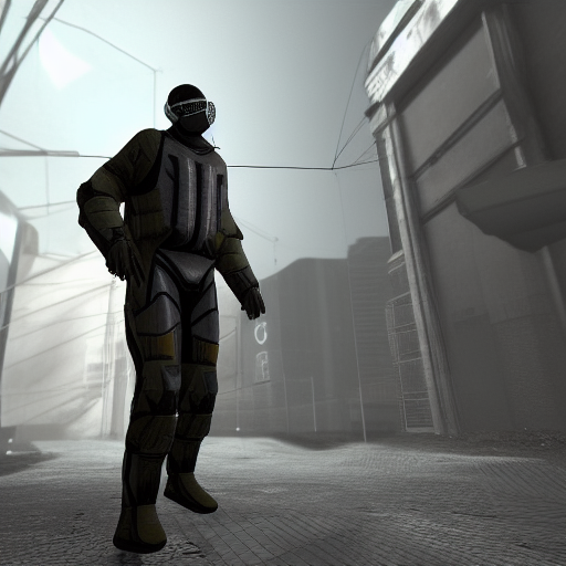 Morgan Freeman in Half-Life, HEV suit, Half-Life 2 game screenshot, Artstation, devianart, volumetric light, sharp focus