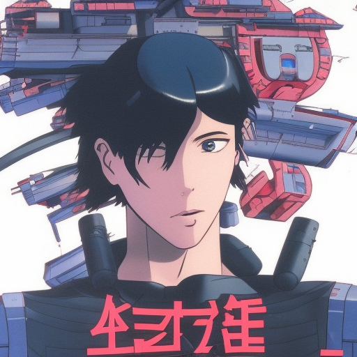 flying building manga style of ghost in the shell movie made of rubbish