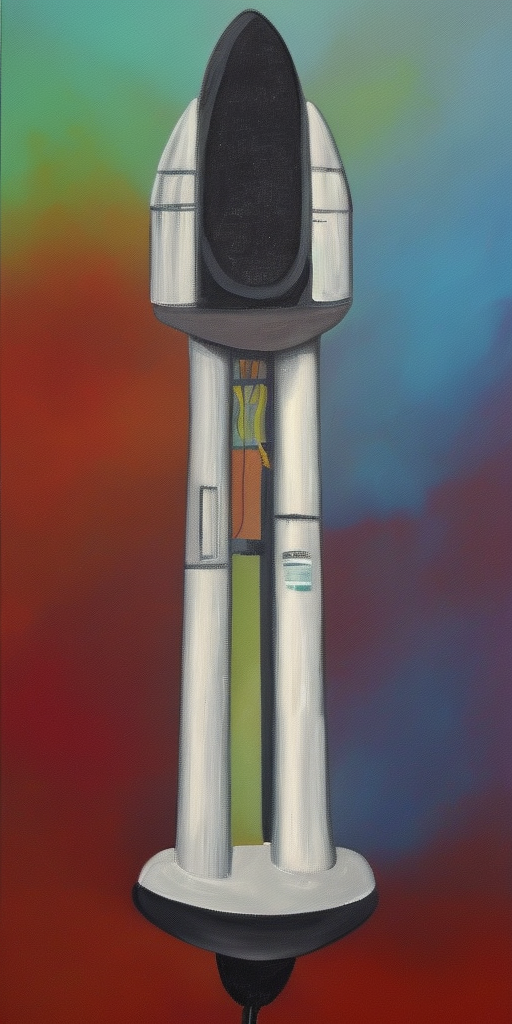 a painting of a Rocket Microphone Transformer
