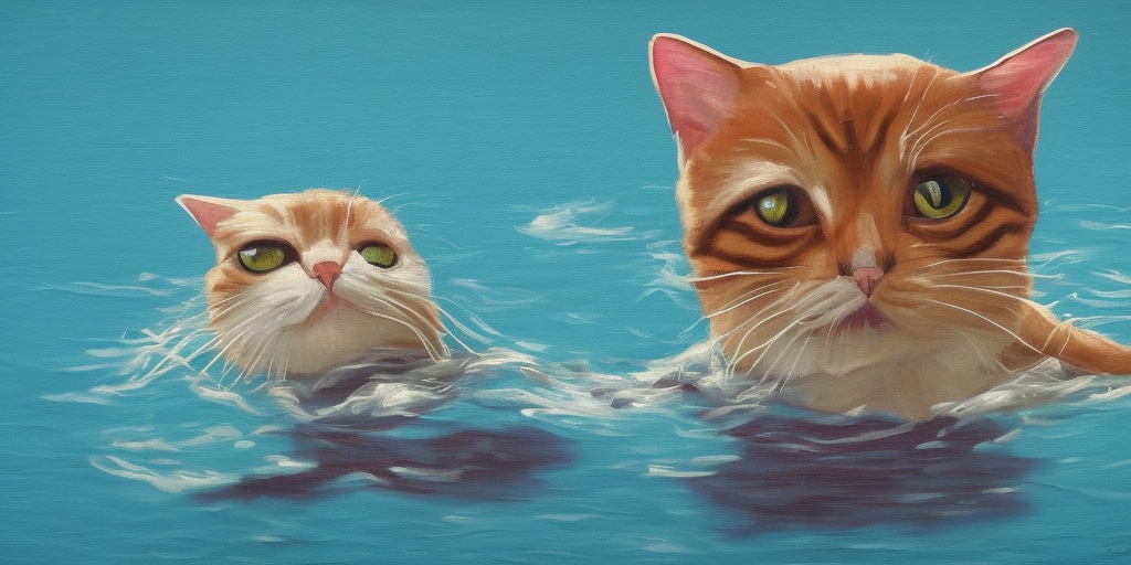 a painting of drowning cat