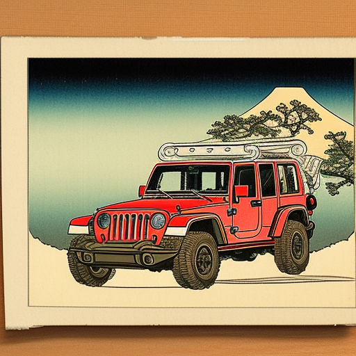 jeep wrangler Ukiyo-e Japanese woodblock