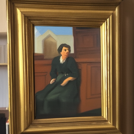 A person in the library oil painting on canvas