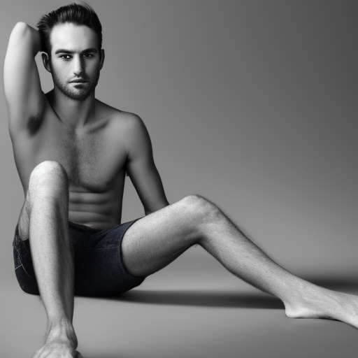 male model with bare feet instead of hands