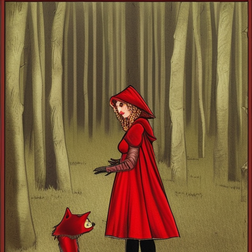 red riding hood inside the belly of the big bad wolf