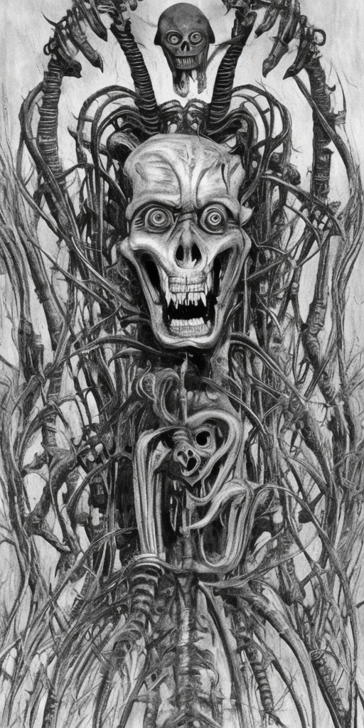a H.R. Giger of Run Run Wheeze Run out Prevent Support on your knees Fight back up Take a deep breath! OOOO ZERRREBERUSSS, the great Hades, who is basically the same as us, only appears big and strong on the outside. 