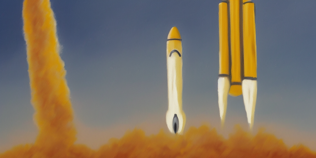 a oil painting of A rocket and a phallus