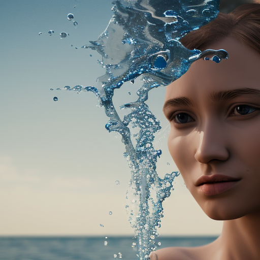 water artwork manipulation in the shape of a human head, on the ocean water, ray tracing, realistic water sharp focus, long shot, 8 k resolution, cinematic, award winning