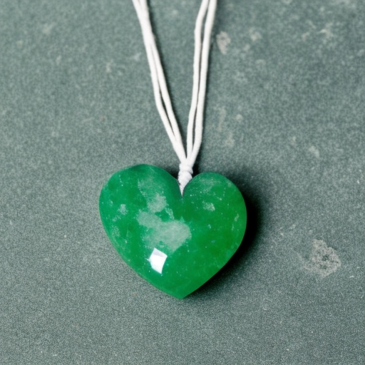 Green aventurine crystal on the floor, heart shaped