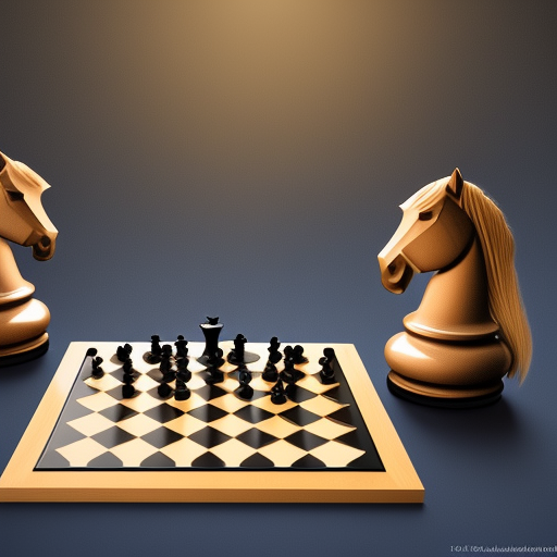 photorealistic 3D render of chess coach with two students watching the chessboard with some pieces on a table, studio lighting, blue background, Pixar-style, highly detailed, sharp focus, 16k resolution, , coherent, cinematic lighting, in the background a painting of two chess pieces: King and pawn