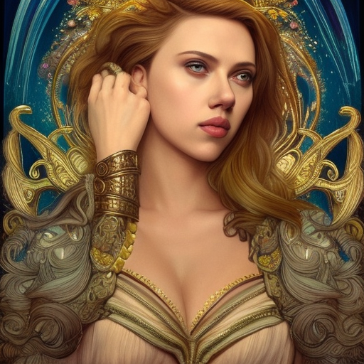 Scarlett Johansson as a Greek Godess, cute, fantasy, intricate, elegant, highly detailed, centered, digital painting, artstation, concept art, smooth, sharp focus, illustration, art by artgerm and H R Giger and alphonse mucha