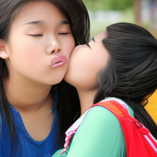 two teenage melayu girl kissing 