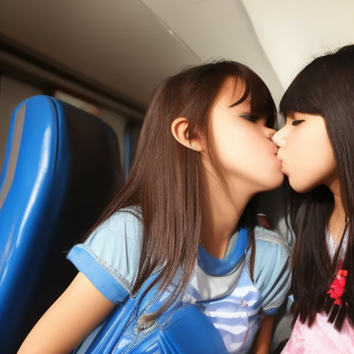 two preteens idol melayu girl kissing in train 