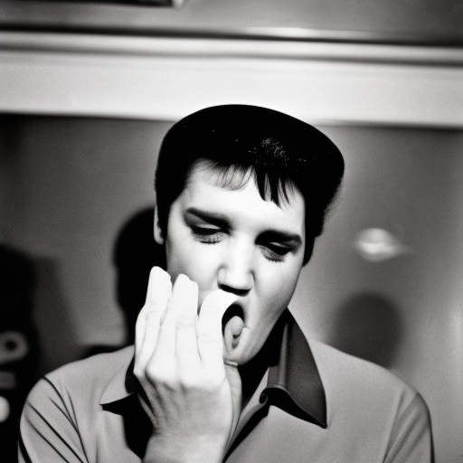 Elvis Presley picking his nose and eating it.