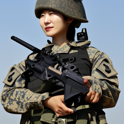 korean woman with military tactical gear