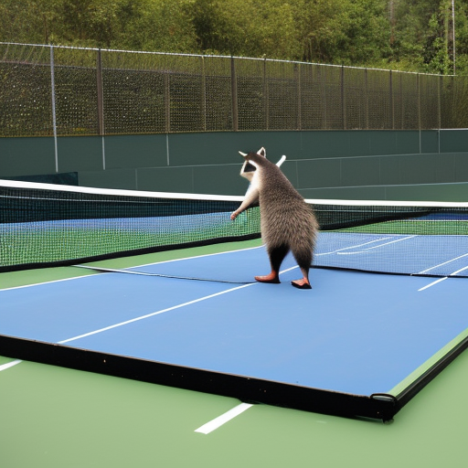 cute raccoon tennis court