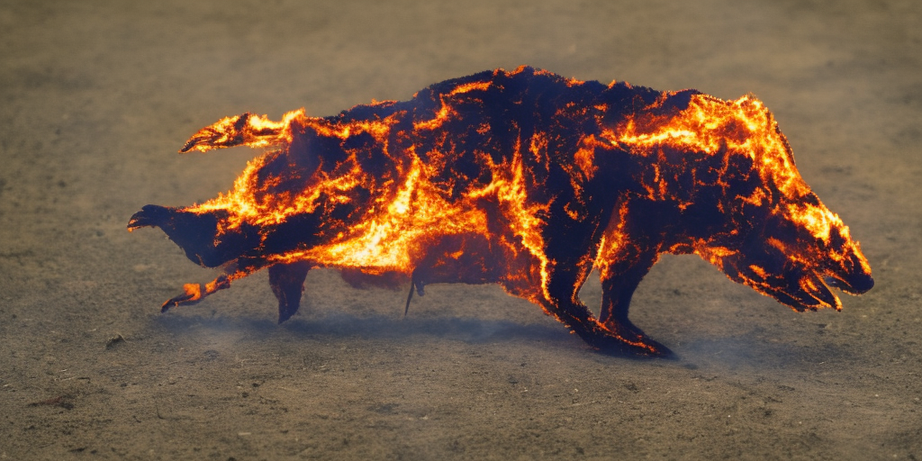 a photo of a Burning animal