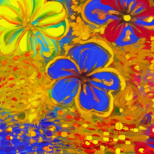 Colorful flowers,gold,abstract art