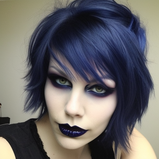 Dark Blue hair Lauren Cohan Gothic makeup