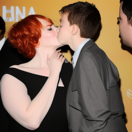 Christina Hendricks kissing boy