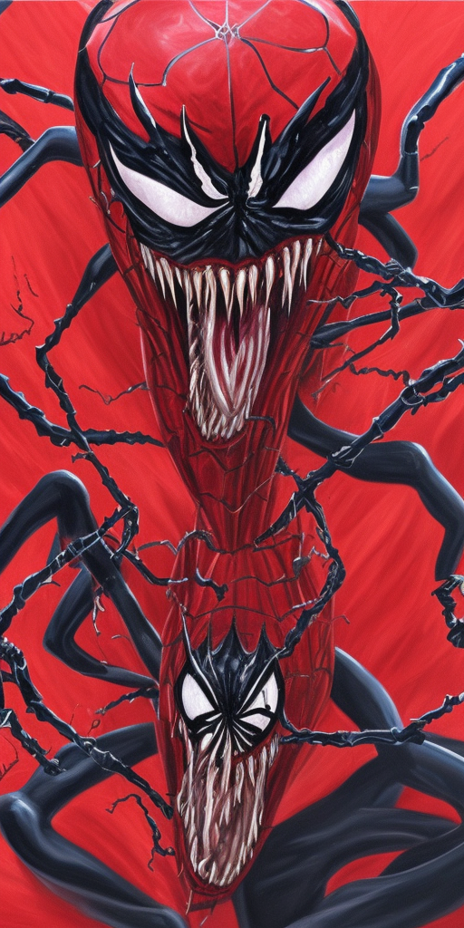 a oil painting of Carnage Venom Spiderman
