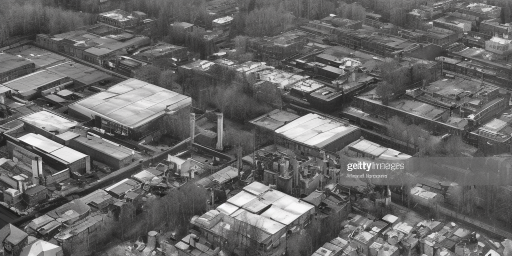 A black and white photo of a factory in Wuppertal, a very close-up shot. It is a clear and bright day. In the center of the image, a brick chimney stands tall, dominating the top half of the picture. In the background, behind the industrial building, there is a tree. Everything else is hidden in deep shadow except for the chimney. The chimney, as the tallest object, rises stretches towards the light of the sun, as if it were a tree turning towards its source of food. The tree, which is just a tree, is only a dark outline in comparison. Would it be too deep to say that here, the capitalist human work rises above natural creativity, showing its strength and pride without realizing that its downfall is already inherent in this outstanding pride? Or is a chimney sometimes just a chimney?