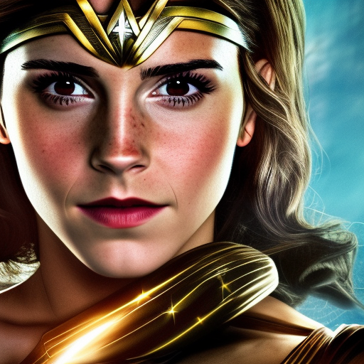 Emma Watson as Wonder Woman hyper detailed portrait 4K Chris Colombia style