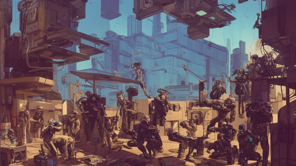 cyberpunk swat team assaulting cartel hideout. portrait by stonehouse and mœbius and will eisner and gil elvgren and pixar. character design. realistic proportions. cyberpunk 2 0 7 7 character art, blade runner 2 0 4 9 concept art. cel shading. attractive face. thick lines. the team. diverse characters. artstationhq.