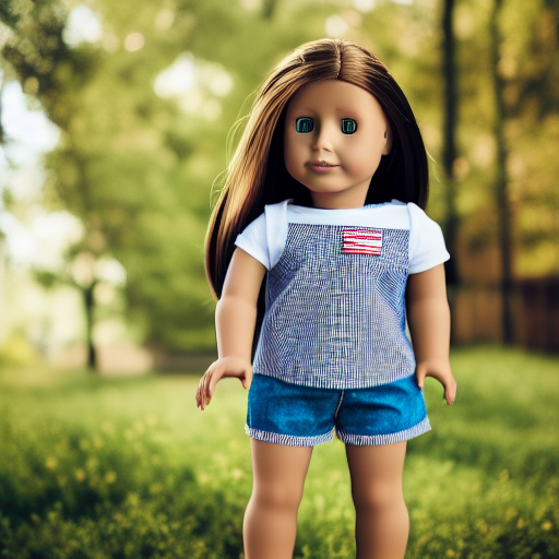 An American Girl Doll at the zoo ultra-realistic potrait cinematic lighting 80mm lens, 8k, photography