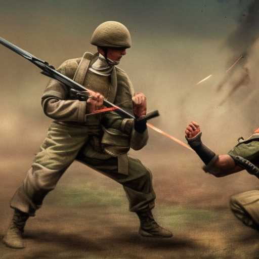 Battlefield and soldier fighting with each other