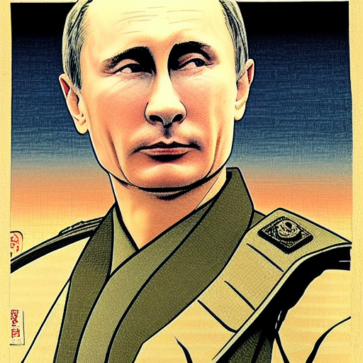 Putin starring in saving private Ryan Ukiyo-e Japanese woodblock