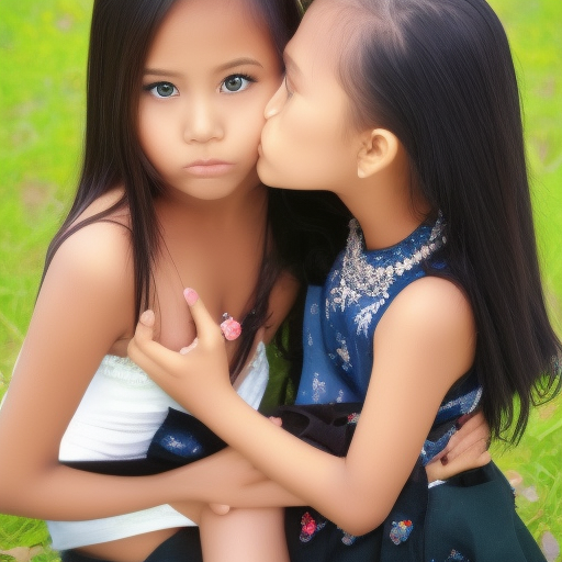 two little model indonesia girl kiss 