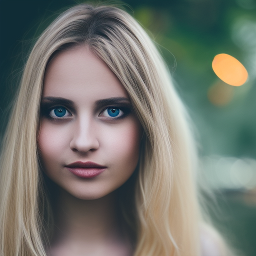 blonde girl portait ultra-realistic portrait cinematic lighting 80mm lens, 8k, photography bokeh