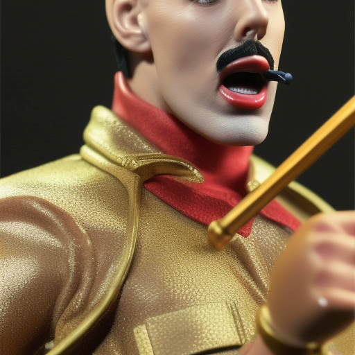 Freddie Mercury action figure, well lit, studio light, painted action figure —-9015200