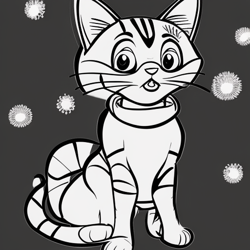 A cute cat disney style,no background,line art for the coloring drowing for children,cool coloring pages,coloring book art coloring book page style vactoer line,8k-2;3