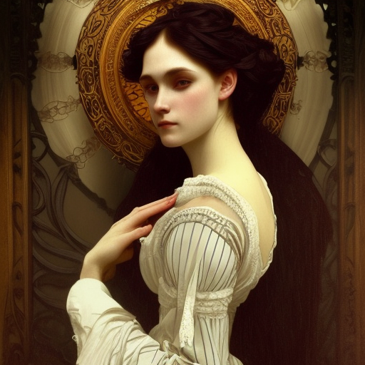 portrait of victorian gothic lady, intricate, elegant, highly detailed, digital painting, artstation, concept art, smooth, sharp focus, illustration, art by artgerm and greg rutkowski and alphonse mucha and william - adolphe bouguereau