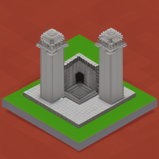 isometric temple, plain background