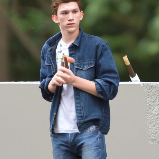 Tom holland smoking a cigarette