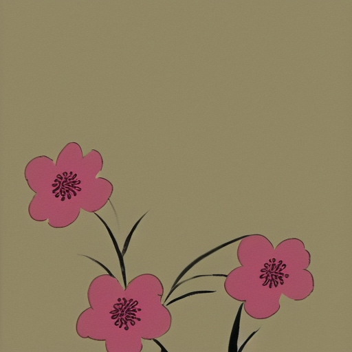 minimalist flowers japanese sumi-e style