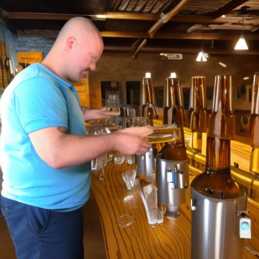 Gnome brewery manager inspecting the beer, fantasy arteer