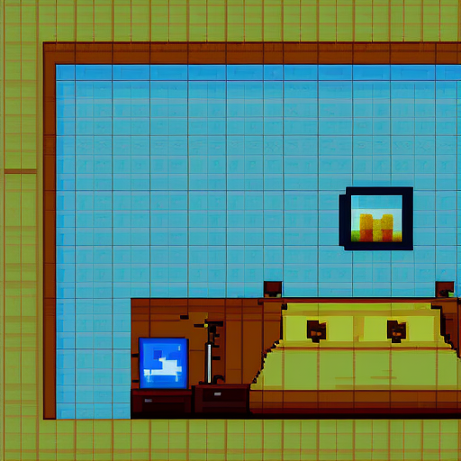 pixel art room with bed