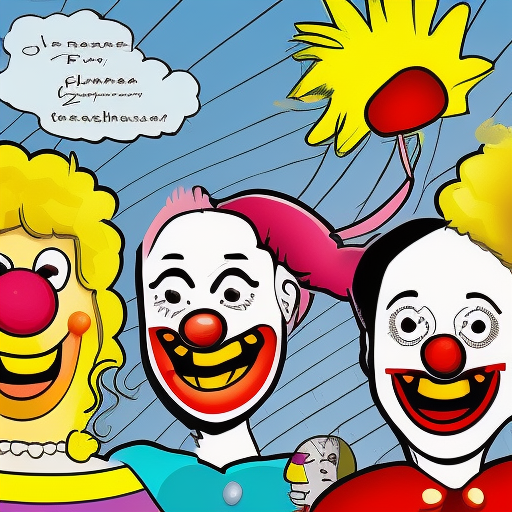 sechs spanische clowns im comic style machen blödsinn