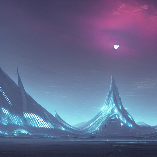 nature by moon hoon, at night futuristic meadow extraterrestial atlantis alien universe apocalyptic sci - fi architecture island postcyberpunk at dusk tundra gem tron at dawn matte painting uv light, archdaily,, highly detailed, trending on artstation.
