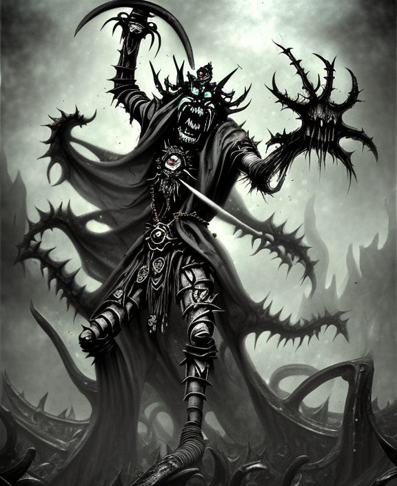Belakor, Shadow demon prince, Warhammer fantasy, creepy, grim-dark, gritty, realistic, illustration, high definition