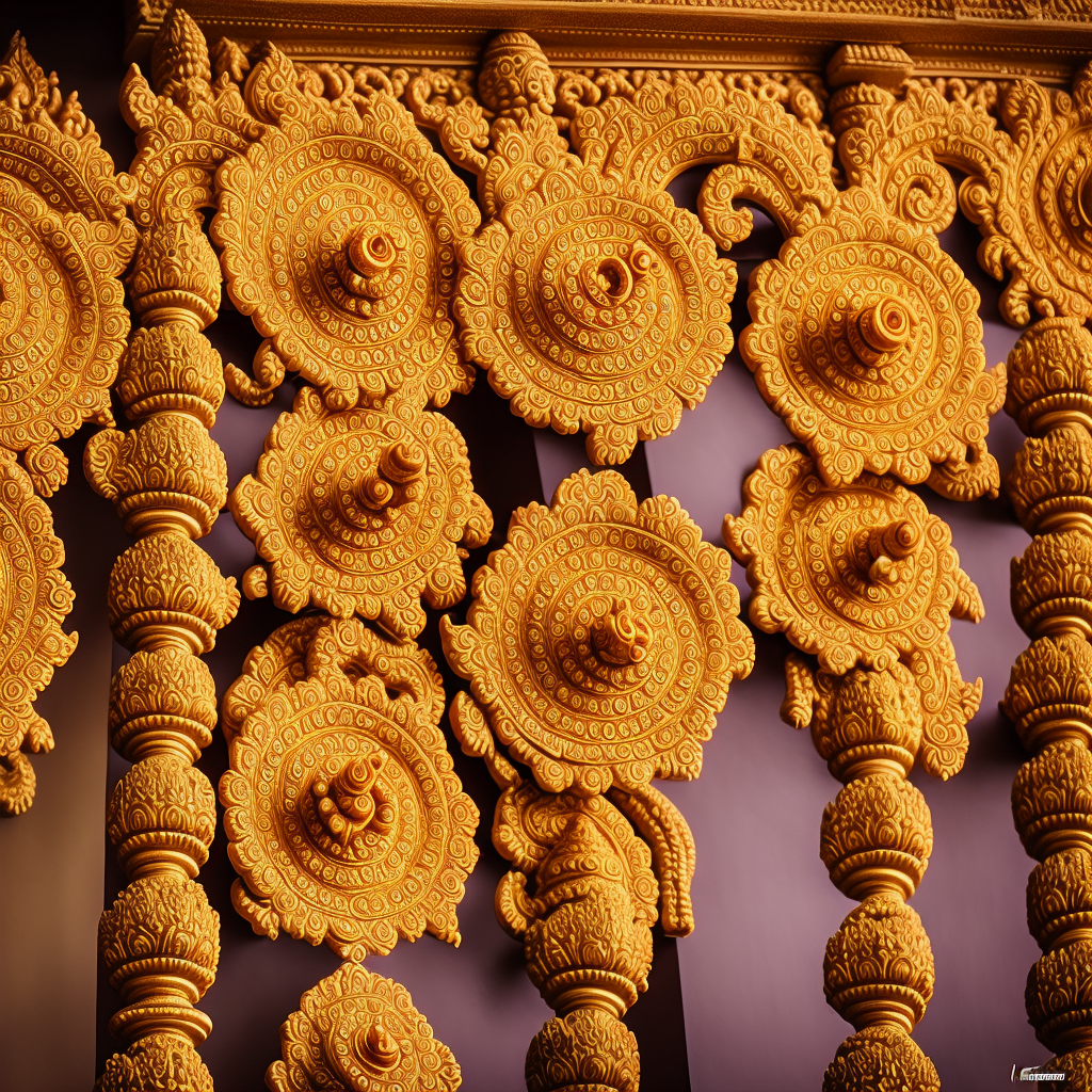 Photo Realistic, Hindu Temple, Ornate Decorations, "Flowers" ,Natural Lighting ultra-realistic portrait cinematic lighting 80mm lens, 8k, wide angle photography 