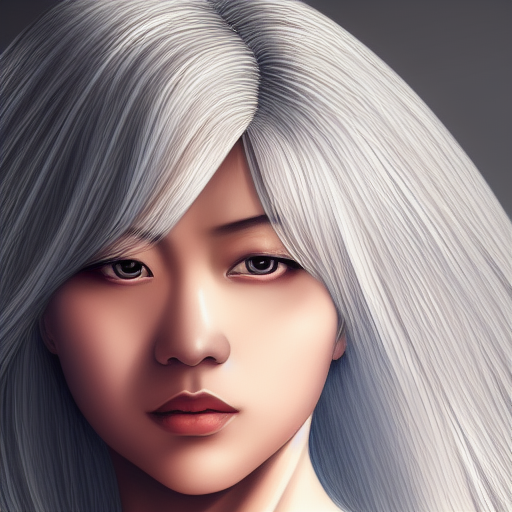 a portrait of an handsome asian woman, white fringy hair, backlit, incredible lighting, strong rim light, subsurface scattering, epic beautiful landscape, highly detailed, god rays, digital painting, HDRI, by Heise Jinyao, Heise-Lian Yan Fang, Feimo, Richard Taddei, vivid colors, high contrast, 8k resolution, intricate, photorealistic, smooth
