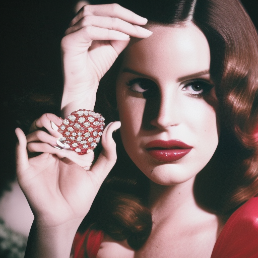 Lana Del Rey holding Rubies and Diamonds in a creepy castle