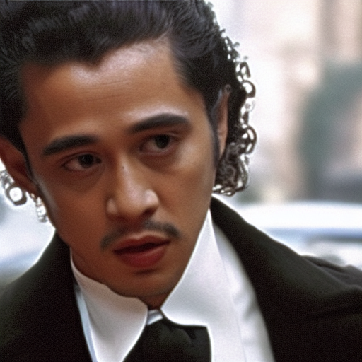 a malaysian man with curly hair in a scene from the godfather 2